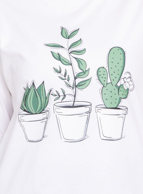White Printed Long - Sleeve Design 9 - Khotwh